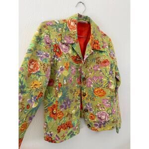 100% Cotton Green Floral Blazer - Size S
